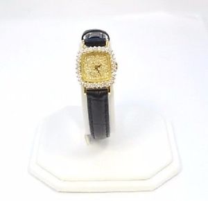 W584-STUNNING LADIES 14K SOLID GOLD DIAMOND DIAL, CASE, BEZEL LADIES WRIST WATCH