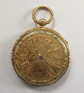 18 k Yellow Gold Brothers Melly Pocket Watch 18S rose and green gold