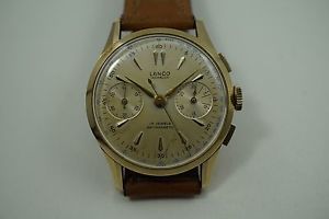 LANCO LANGENDORF WATCH Co. 14K VINTAGE CHRONOGRAPH 1950'S MINT BID NOW!!
