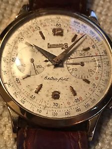 EBERHARD & CO 18K GOLD EXTRA FORT CAL14000 STOP GO VINTAGE WATCH RARE MEN'S USED