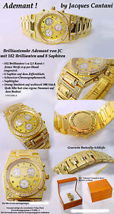 ADEMANT CHRONOGRAPHE MONTRE HOMMES AVEC 2,1 CARAT DIAMANTS SI QUALITÉ ET 8