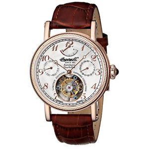 Ingersoll IN5308RWH Mens White Dial Analog Automatic Watch with Leather Strap