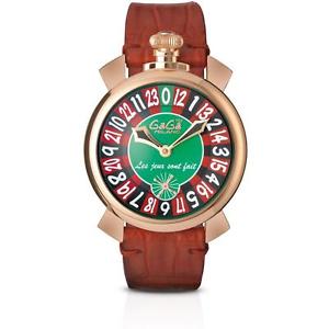 GAGA MILANO MEN'S LAS VEGAS ROULETTE 48MM BROWN MECHANICAL WATCH 5011.LV.01S