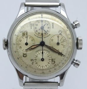 VINTAGE Universal Geneve Aero Compax 224107 Steel Mens Chronograph Watch 37.5mm