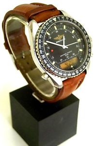 VINT 80s, BREITLING NAVITIMER 3100 80.191 PLUTON WATCH, QUARTZ, CHRONO, S-STEEL