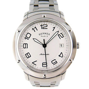 HERMES Clipper Classic CP2.810 SS White Dial Auto Mens Free Shipping MC #1235