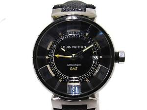 Auth Louis Vuitton Tambour GMT Automatic Stainless Steel(SS) Men Q113K