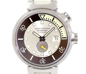 LOUIS VUITTON Tambour Diving Q103M SS Rubber Silver Auto Watch Only FS MC #1230