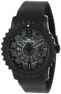 Fortis Mens 675.18.81 K B-42 Big Automatic Black PVD Rotating Bezel Rubber Watch