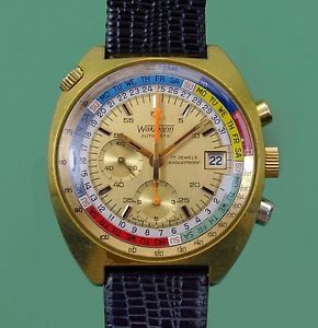 Vintage 1960's WAKMANN  Automatic Regata Chronograph Day Date Exotic Dial Watch