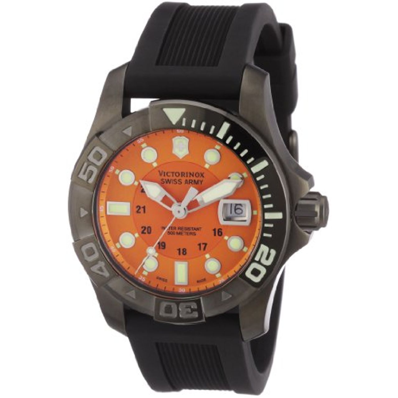 Victorinox 241428 Mens Orange Dial Quartz Watch with Rubber Strap