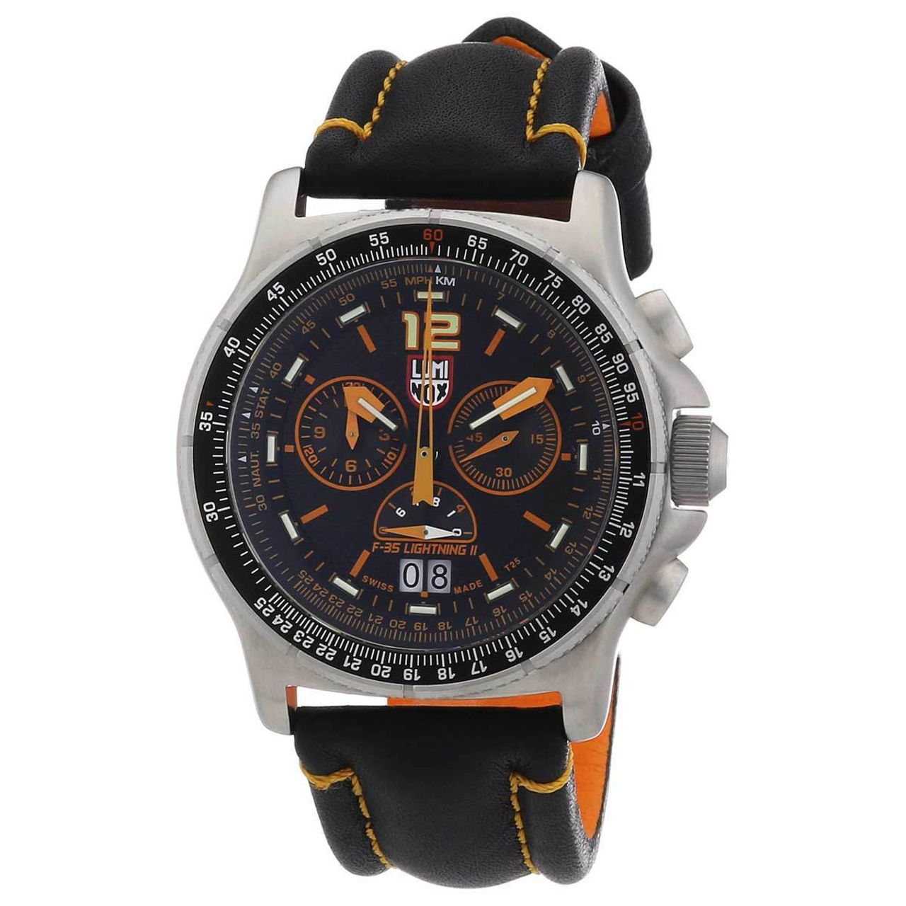 Luminox 9388 Mens Black Dial Quartz Watch with Leather Strap