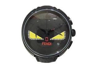 Auth FENDI Monster Wrist Quartz Watch Stainless Steel Black Yellow