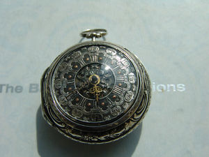 Antique English Repousse Silver Paircase Pocket Watch circa 1772