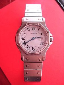 CARTIER SANTOS RONDE S-STEEL WATCH SWISS LUXURY, 34MM, AUTOMATIC, SAPPHIRE, DATE