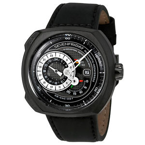 Sevenfriday Q-Series Black Leather Automatic Mens Watch Q3/01