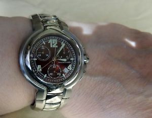Mauboussin Marbore Burgundy Stainless Steel Chronograph Wrist Watch Luminescent