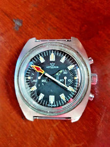RARE WATCH LEMANIA DIVER CHRONOGRAPH MILITARY CAL.1872 MECHANICAL MANUAL