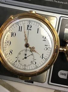 Very Fine 18K  quarter hour repeater chronograph pocket watch 113.4  grams Works