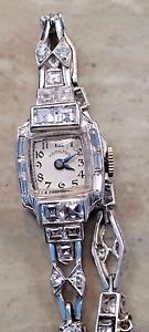 VINTAGE HAMILTON ART DECO PLATINUM 3.36CTW DIAMOND WATCH