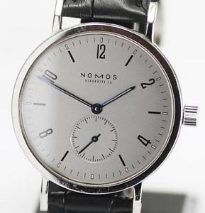 Auth NOMOS Tangent Sports Hand-winding SS x Leather Men's watch