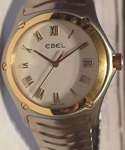Ebel Classic Wave 18K Gold/Stainless Steel Swiss Watch! E1187F41