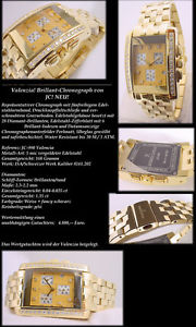 VALENZIA CHRONOGRAPH WATCH 1,35 CARAT DIAMONDS 5-MICRON 18 K-GOLD PLATED