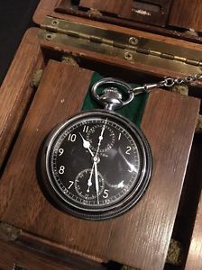1942 Hamilton Chronograph WWII Model 23 Military Navigation Pocket Watch & Case