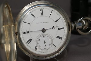 1880 HAMPDEN W. Co. RAILWAY (2-STAR) POCKET WATCH, 15J, 18s, COIN HC, Runs Good