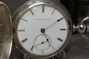 1875 NEW YORK W. Co. RAIL-WAY(3-STAR) POCKET WATCH, 15J, 18s, COIN HC, Runs Good