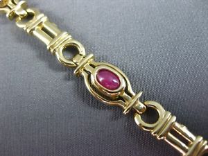 ESTATE WIDE 14K YELLOW GOLD ONYX RUBY EMERALD & SAPPHIRE CABOCHON BRACELET 22612