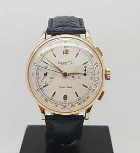Vintage 18K Gold Eberhard & Co Extra Fort Chronograph Watch Cal 65