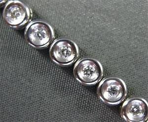 ESTATE WIDE 1.30CT DIAMOND 14KT WHITE GOLD BEZEL BRACELET SIMPLY STUNNING #12212