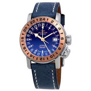 Glycine Airman 18 Royal Blue Dial Automatic Mens World Time Watch 3931.38.LB8B