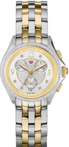 NEW MICHELE BELMORE CHRONO DIAMOND YELLOW GOLD TWO-TONE WATCH MWW29B000006