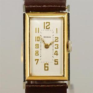 J.W.Benson 18ct White & Yellow Solid Gold Vintage Men's / Ladies Watch ca 1930's