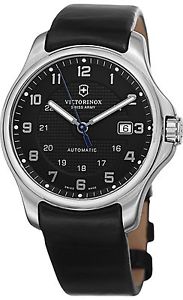 Victorinox Swiss Army Officer's Men's Black Dial Black Leather Strap Automatic W