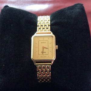 Geneve 14K Gold Men's Rectangle Watch/14kPanther Link Bracelet