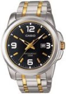 Casio Men's MTP1314SG-1AV Silver Stainless-Steel Quartz Watch with Black Dial