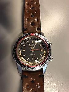 Vintage Swiss Enicar Sherpa Guide GMT 600 Automatic World Time Supercompressor