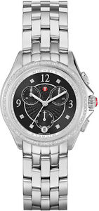 NEW MICHELE BELMORE CHRONO DIAMOND BLACK DIAMOND DIAL WATCH MWW29B000004