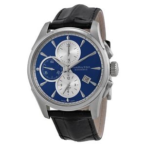 Hamilton H32596741 Mens Blue Dial Analog Automatic Watch with Leather Strap