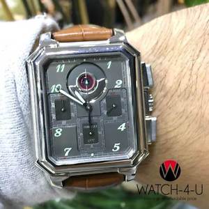 Very Rare Perrelet Rectangle Royale Nr 45 Gray Chronograph Dial Brown Strap Mens