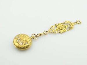 Invicta Savonnette Pendant Hunter Chatelaine Diamonds Set Solid 18k Pocket Watch