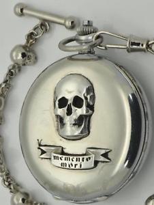 Rare antique Victorian Doctor's Memento Mori Skull chronograph pocket watch,1900