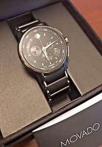 NEW Movado Men's Chronograph Strato Silver Tone & Black  Watch 0607006.
