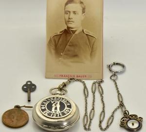 Imperial Russian Army Officer's Tobias 84 silver&enamel award pocket watch&chain