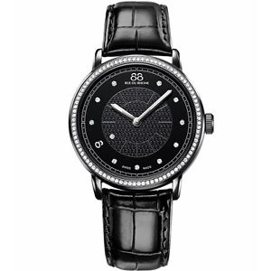 Ladies 88 Rue du Rhone Double 8 Origin diamond set black leather strap watch ...