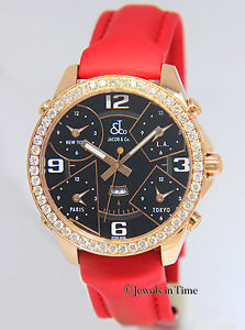 Jacob & Co. Five Time Zone 18k Rose Gold Diamond 47mm Watch Box/Papers JC9RG