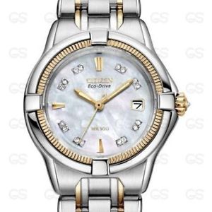 Citizen Signature wrist watches: Steel And Yellow Gold Mop Dial EW2074-50D